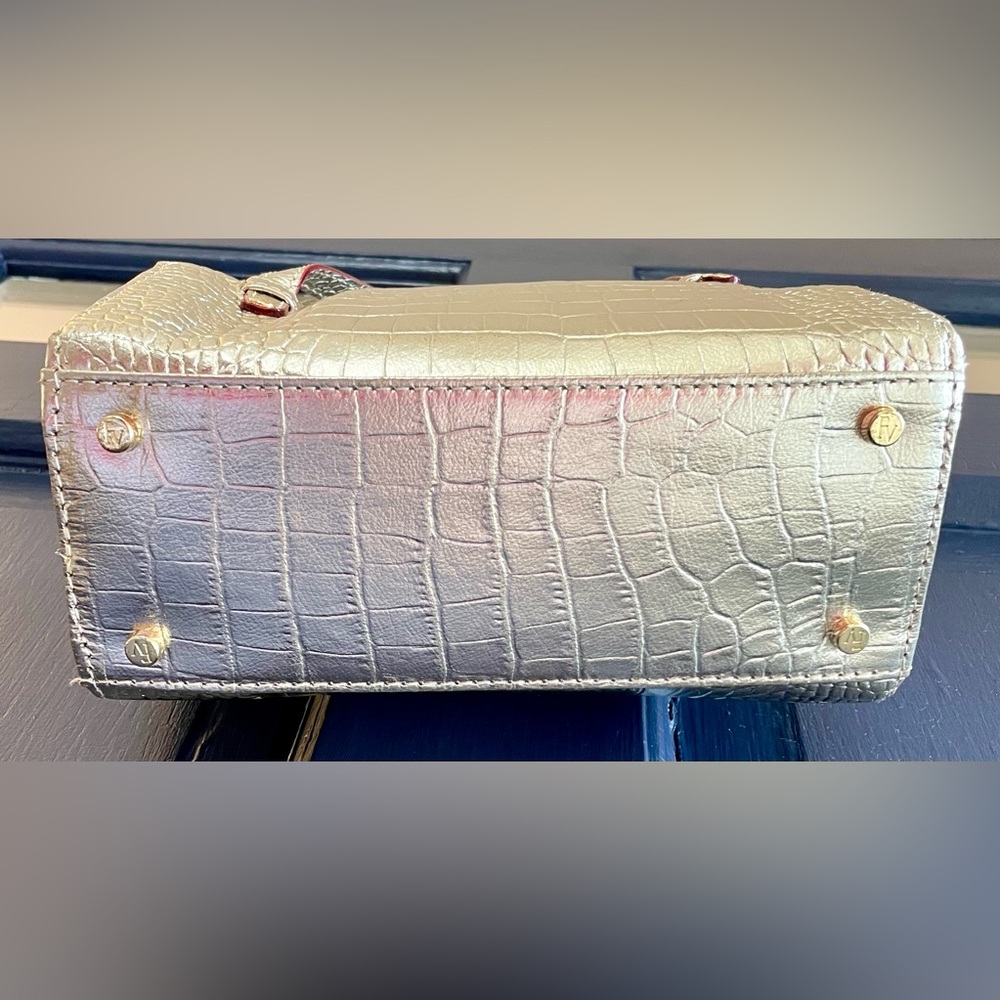 Frances Valentine Gold Crocodile-Embossed Satchel - Picture 3 of 6